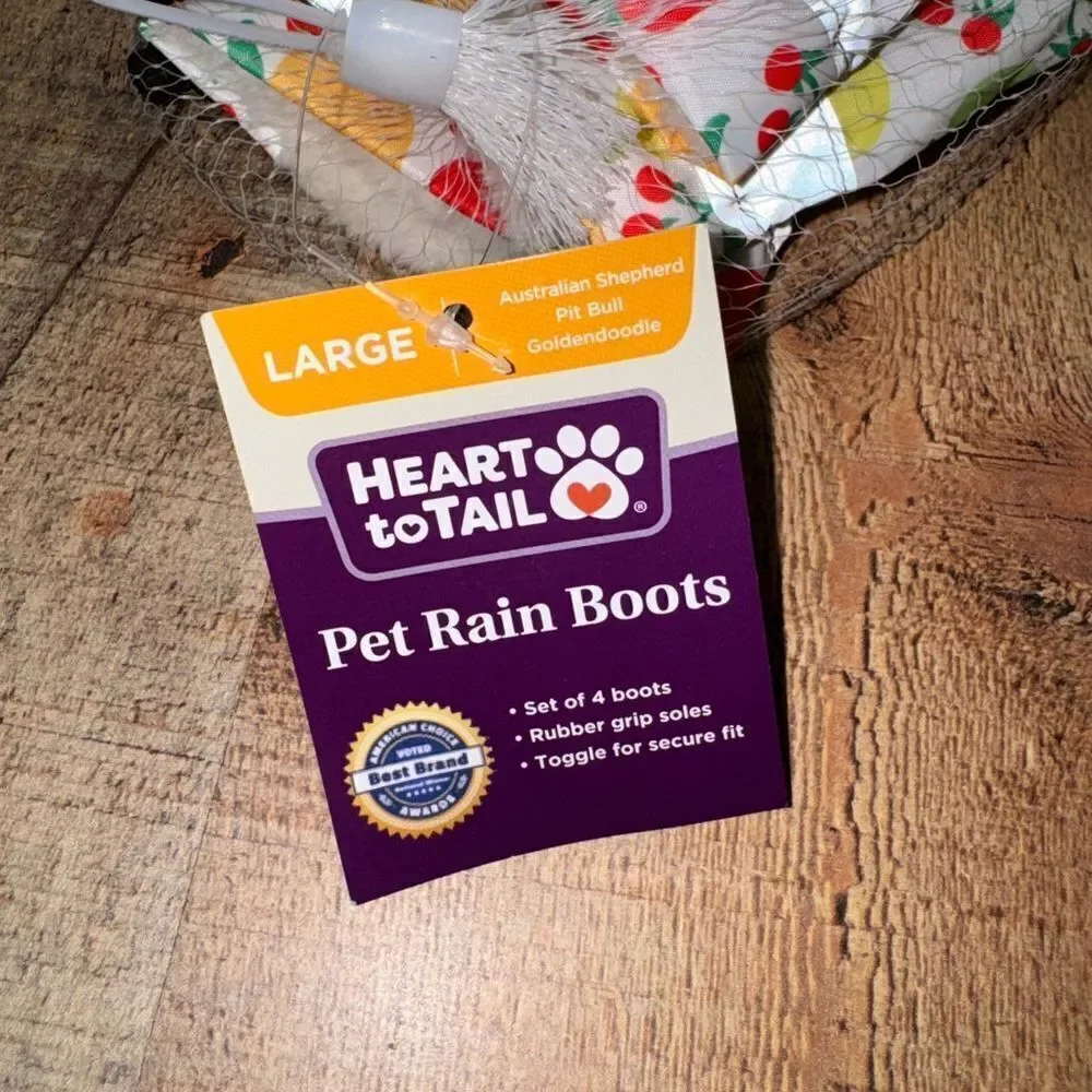 Heart To Tail -- Large PET RAIN Dog Puppy BOOTS -- Rubber Grip / Reflective‎